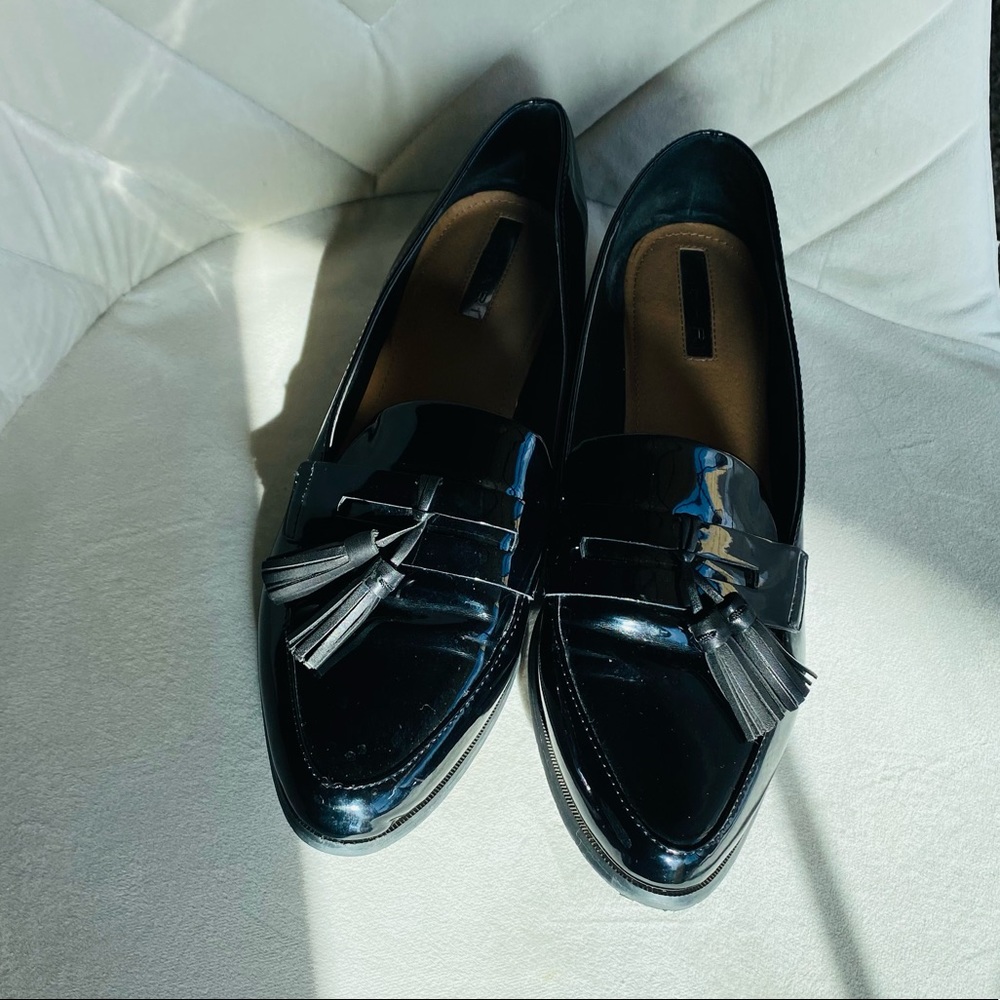 Tahari Black Patent Leather Loafers